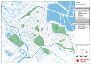 Dit is de kaart waarop de aangewezen vuurwerkvrije zones in Gouda te zien zijn. De verschillende gebieden worden op de pagina benoemd.