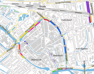 Kaart waarop de zones met ligplaatsen staan.